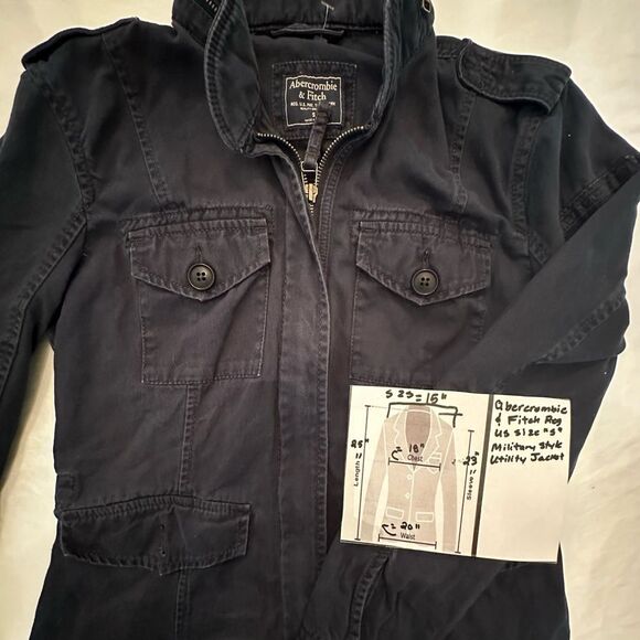 Abercrombie & Fitch Size SMALL Navy Cotton Cinch Waist Utility Jacket - Picture 15 of 15